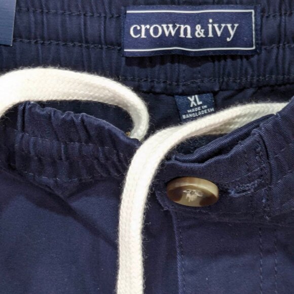 NEW Crown & Ivy Dad Shorts Mens XL Navy Cotton Resort Chino Driving Motion Flex - Picture 4 of 11